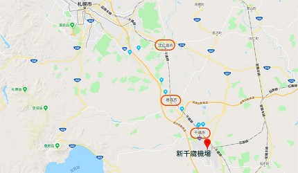 千歲市、惠庭市、北廣島市的地理位置