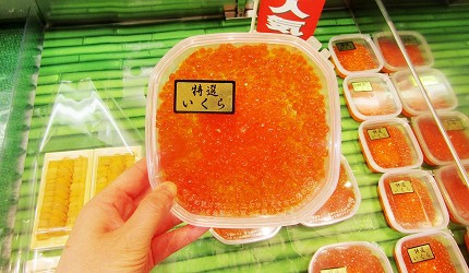 北海道新千岁机场土产店「北连」的酱油腌渍鲑鱼子