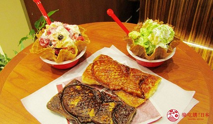 北海道最大三井OUTLET「MITSUI OUTLET PARK 札幌北广岛」的2楼的COLD STONE CREAMERY的冰淇淋跟酥皮鲷鱼烧